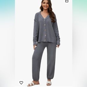New in original package lattice weave lounge cardigan and pants matching set.